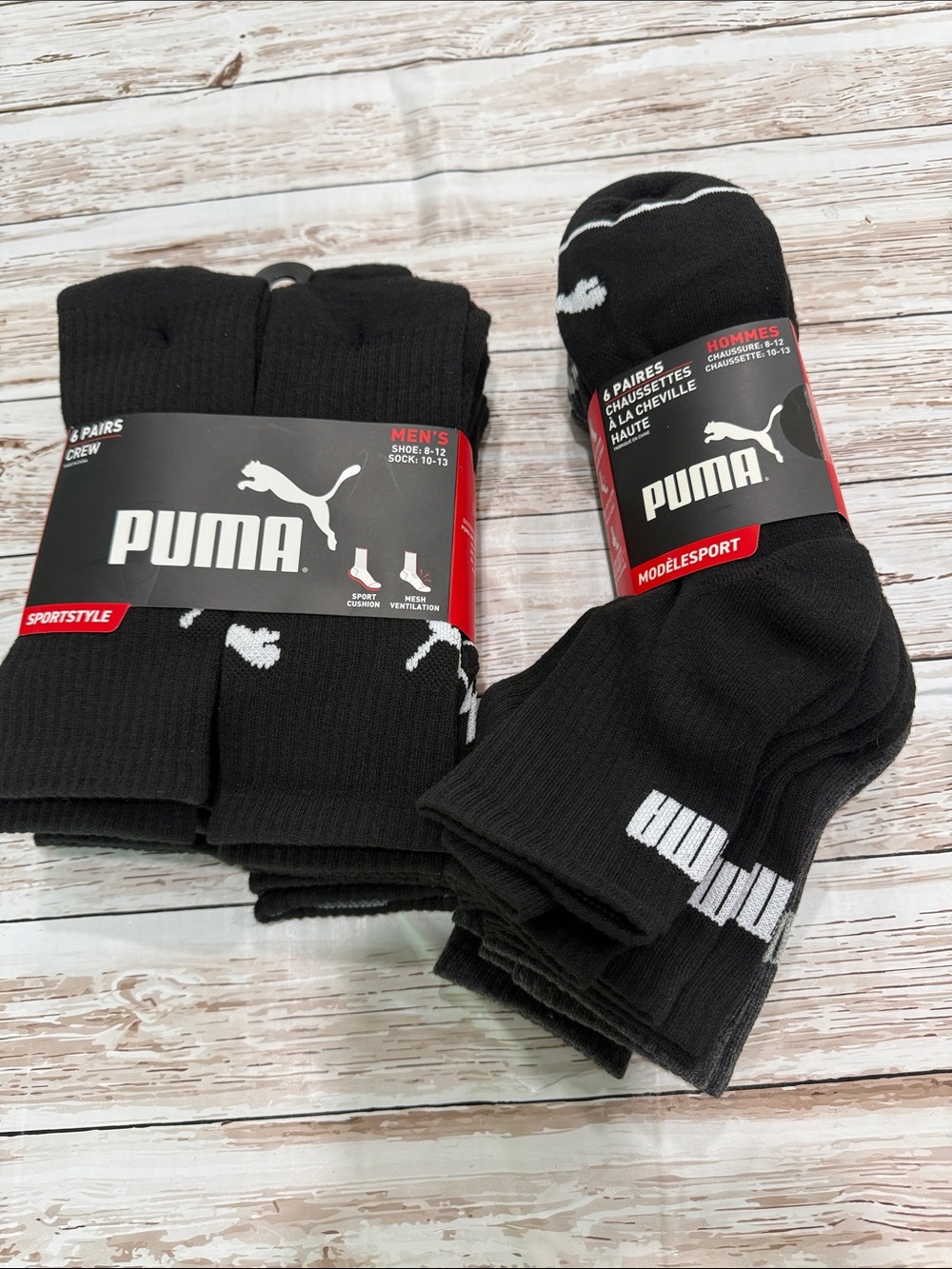 Puma Black Crew Athletic Socks - Pack of Multiple Pairs